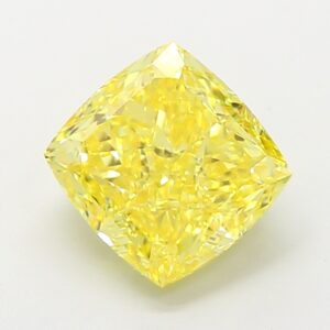 cushion 2.50ct fancy vivid yellow vvs2