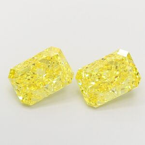 radiant 4.02ct 4.07ct pair fancy intense yellow vs2