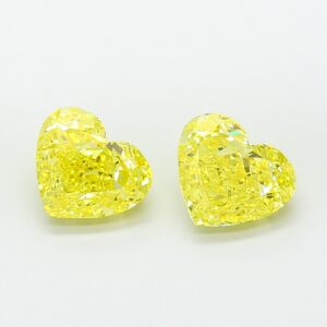 heart 3.04ct 3.01ct pair fancy vivid yellow vs1